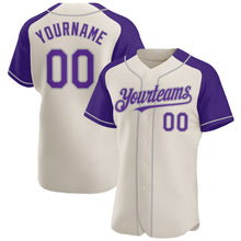 Charger l'image dans la galerie, Custom Cream Purple-Gray Authentic Raglan Sleeves Baseball Jersey