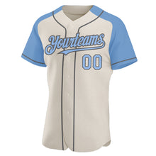 Charger l'image dans la galerie, Custom Cream Light Blue-Steel Gray Authentic Raglan Sleeves Baseball Jersey
