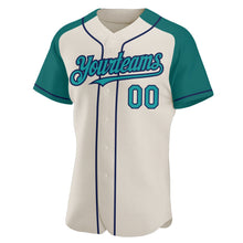 Charger l'image dans la galerie, Custom Cream Teal-Navy Authentic Raglan Sleeves Baseball Jersey