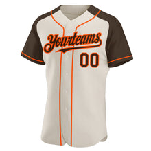 Загрузить изображение в средство просмотра галереи, Custom Cream Brown-Orange Authentic Raglan Sleeves Baseball Jersey