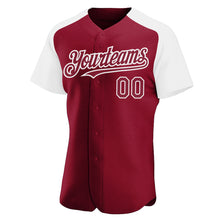 Load image into Gallery viewer, Custom Crimson White Authentic Raglan Sleeves Baseball Jersey
