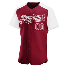 Загрузить изображение в средство просмотра галереи, Custom Crimson White Authentic Raglan Sleeves Baseball Jersey