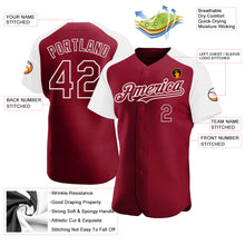 Load image into Gallery viewer, Custom Crimson White Authentic Raglan Sleeves Baseball Jersey
