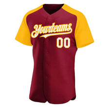 Load image into Gallery viewer, Custom Crimson White-Gold Authentic Raglan Sleeves Baseball Jersey
