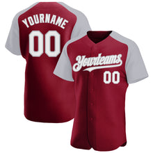 Charger l'image dans la galerie, Custom Crimson White-Gray Authentic Raglan Sleeves Baseball Jersey