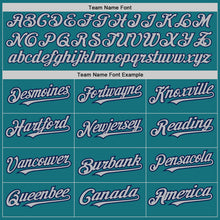 Загрузить изображение в средство просмотра галереи, Custom Teal Gray-Navy Authentic Raglan Sleeves Baseball Jersey