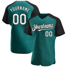 Загрузить изображение в средство просмотра галереи, Custom Teal White-Black Authentic Raglan Sleeves Baseball Jersey