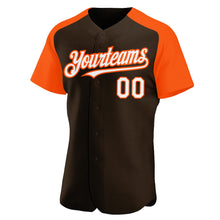 Загрузить изображение в средство просмотра галереи, Custom Brown White-Orange Authentic Raglan Sleeves Baseball Jersey