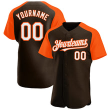 Загрузить изображение в средство просмотра галереи, Custom Brown White-Orange Authentic Raglan Sleeves Baseball Jersey