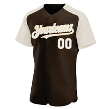 Загрузить изображение в средство просмотра галереи, Custom Brown White-Cream Authentic Raglan Sleeves Baseball Jersey