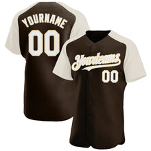 Загрузить изображение в средство просмотра галереи, Custom Brown White-Cream Authentic Raglan Sleeves Baseball Jersey