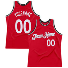 Загрузить изображение в средство просмотра галереи, Custom Red White-Black Authentic Throwback Basketball Jersey