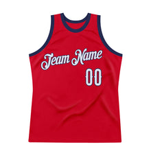 Загрузить изображение в средство просмотра галереи, Custom Red White-Navy Authentic Throwback Basketball Jersey