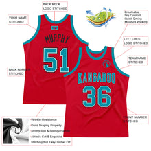 Загрузить изображение в средство просмотра галереи, Custom Red Teal-Black Authentic Throwback Basketball Jersey