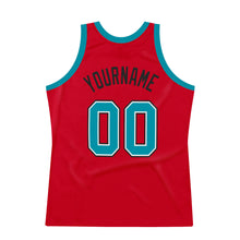 Загрузить изображение в средство просмотра галереи, Custom Red Teal-Black Authentic Throwback Basketball Jersey
