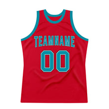 Загрузить изображение в средство просмотра галереи, Custom Red Teal-Black Authentic Throwback Basketball Jersey