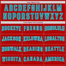 Load image into Gallery viewer, Custom Red Teal-Black Authentic Baseball Jersey