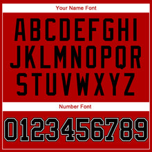 Load image into Gallery viewer, Custom Red Black Pinstripe Black-White Authentic Baseball Jersey