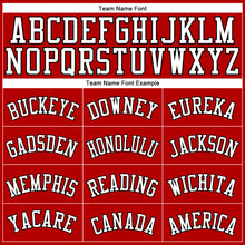 Load image into Gallery viewer, Custom Red White Pinstripe Black-White Authentic Baseball Jersey