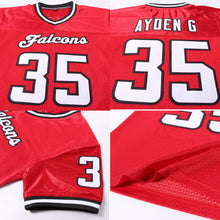 Загрузить изображение в средство просмотра галереи, Custom Red White-Black Mesh Authentic Throwback Football Jersey