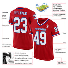 Load image into Gallery viewer, Custom Red White-Royal Mesh Authentic Throwback Football Jersey