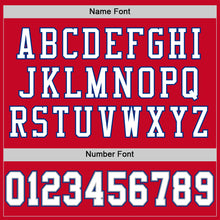 Load image into Gallery viewer, Custom Red White-Royal Mesh Authentic Throwback Football Jersey