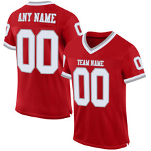 Laden Sie das Bild in den Galerie-Viewer, Custom Red White-Gray Mesh Authentic Throwback Football Jersey