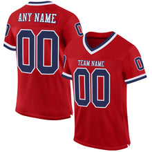 Load image into Gallery viewer, Custom Red Navy-White Mesh Authentic Throwback Football Jersey