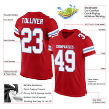 Загрузить изображение в средство просмотра галереи, Custom Red White-Light Blue Mesh Authentic Football Jersey