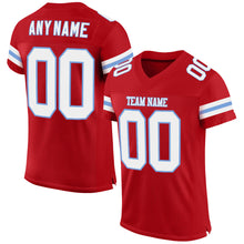 Загрузить изображение в средство просмотра галереи, Custom Red White-Light Blue Mesh Authentic Football Jersey