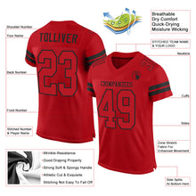 Laden Sie das Bild in den Galerie-Viewer, Custom Red Red-Black Mesh Authentic Football Jersey