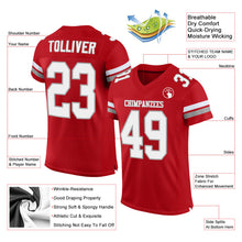 Load image into Gallery viewer, Custom Red White-Gray Mesh Authentic Football Jersey