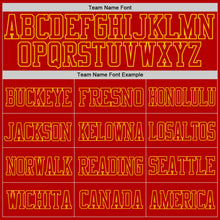 Load image into Gallery viewer, Custom Red Red-Gold Mesh Authentic Football Jersey