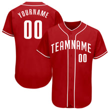 Load image into Gallery viewer, Custom Red White Authentic Baseball Jersey