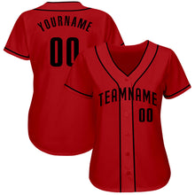 Load image into Gallery viewer, Custom Red Black Authentic Baseball Jersey