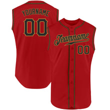 Загрузить изображение в средство просмотра галереи, Custom Red Black-Old Gold Authentic Sleeveless Baseball Jersey