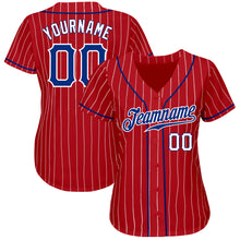 Charger l'image dans la galerie, Custom Red White Pinstripe Royal-White Authentic Baseball Jersey