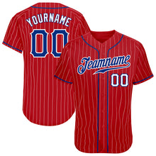 Charger l'image dans la galerie, Custom Red White Pinstripe Royal-White Authentic Baseball Jersey