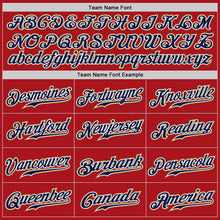 Load image into Gallery viewer, Custom Red Navy Pinstripe Navy-Old Gold Authentic Baseball Jersey