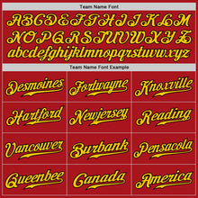 Load image into Gallery viewer, Custom Red Gold Pinstripe Gold-Black Authentic Baseball Jersey