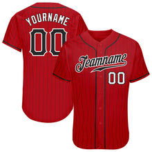 Charger l'image dans la galerie, Custom Red Black Pinstripe Black-White Authentic Baseball Jersey