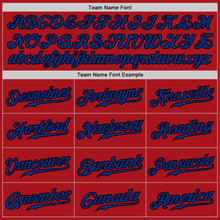 Load image into Gallery viewer, Custom Red Black Pinstripe Royal-Black Authentic Baseball Jersey