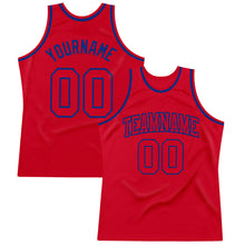 Загрузить изображение в средство просмотра галереи, Custom Red Red-Royal Authentic Throwback Basketball Jersey