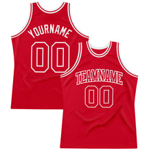 Load image into Gallery viewer, Custom Red Red-White Authentic Throwback Basketball Jersey
