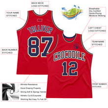 Load image into Gallery viewer, Custom Red Navy-Old Gold Authentic Throwback Basketball Jersey