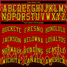 Load image into Gallery viewer, Custom Red Gold-Black Flame Round Neck Sublimation Basketball Suit Jersey