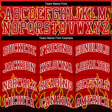 Load image into Gallery viewer, Custom Red Red-Black Flame Round Neck Sublimation Basketball Suit Jersey