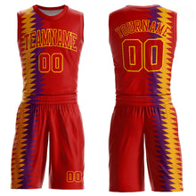 Загрузить изображение в средство просмотра галереи, Custom Red Red-Gold Round Neck Sublimation Basketball Suit Jersey