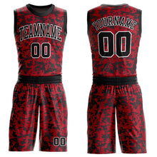 Laden Sie das Bild in den Galerie-Viewer, Custom Red Black-White Round Neck Sublimation Basketball Suit Jersey