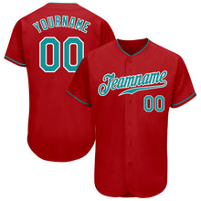 Load image into Gallery viewer, Custom Red Teal-White Authentic Baseball Jersey